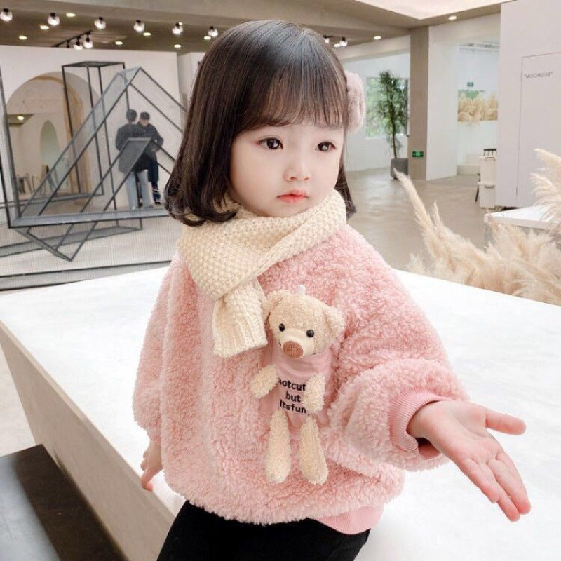 Oversized Sweater with Teddy Bear Pocket