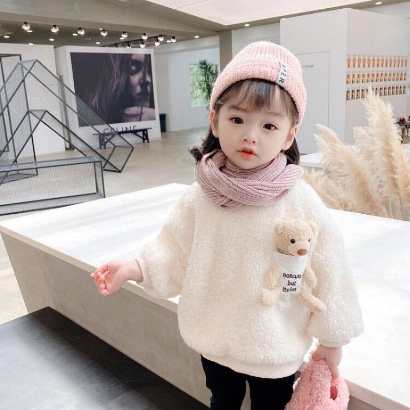 Oversized Sweater with Teddy Bear Pocket