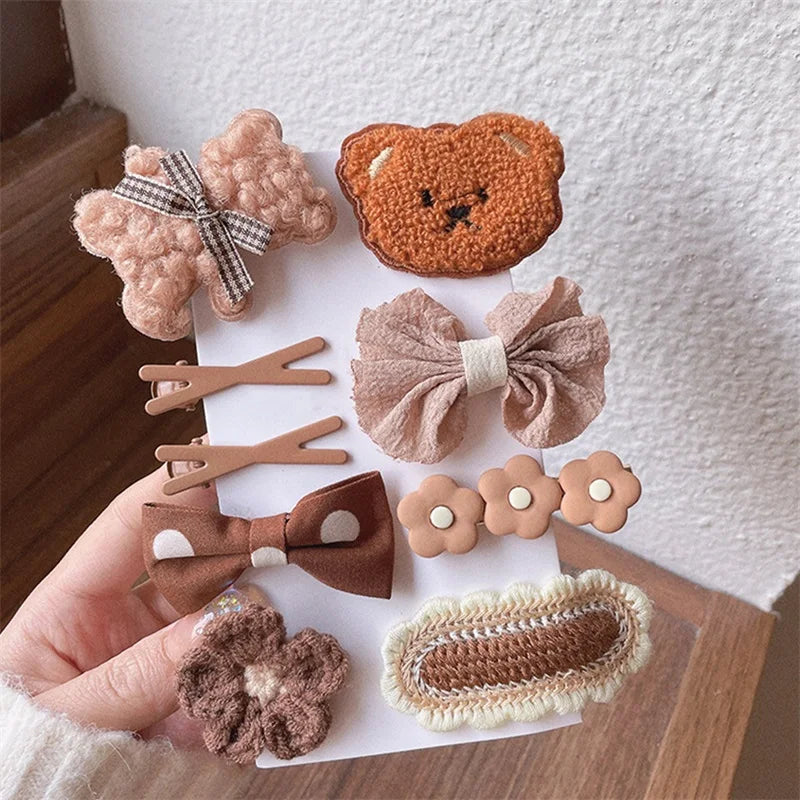 Bear & Bow 9-Piece Hair Clip Set