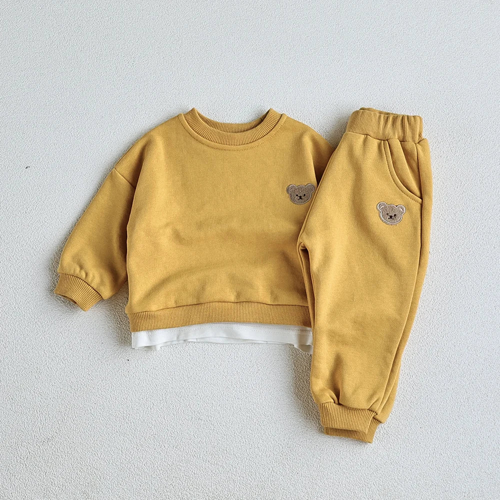 Bear Embroidered Sweatshirt and Pants