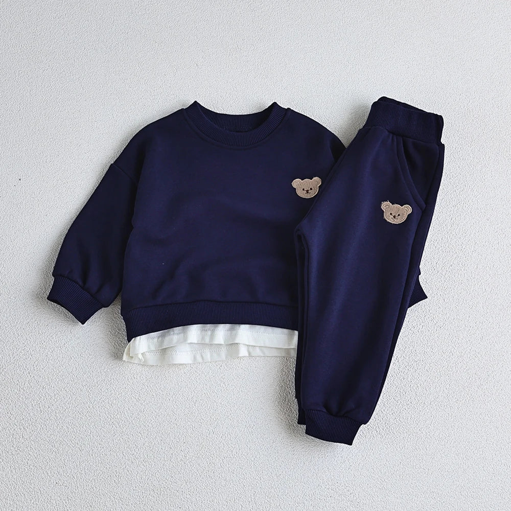 Bear Embroidered Sweatshirt and Pants