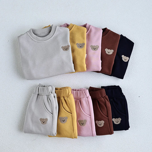 Bear Embroidered Sweatshirt and Pants