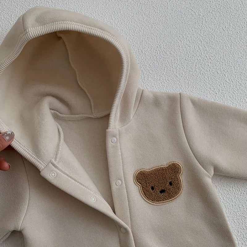 Soft baby bear hooded jumpsuit