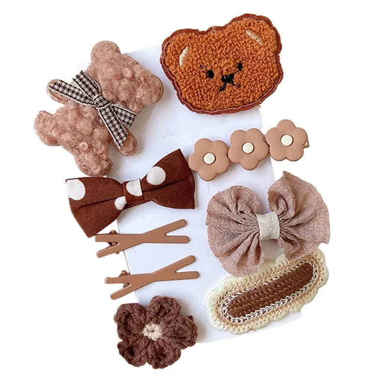 Bear & Bow 9-Piece Hair Clip Set