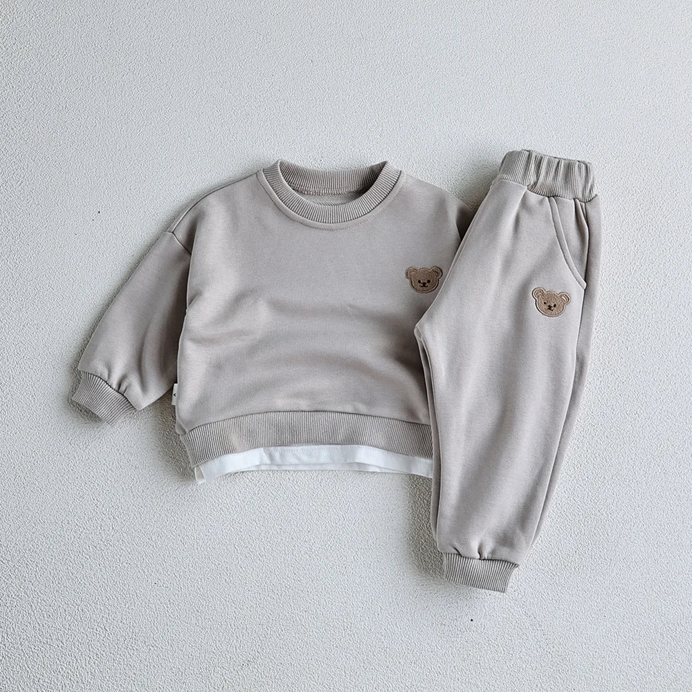 Bear Embroidered Sweatshirt and Pants