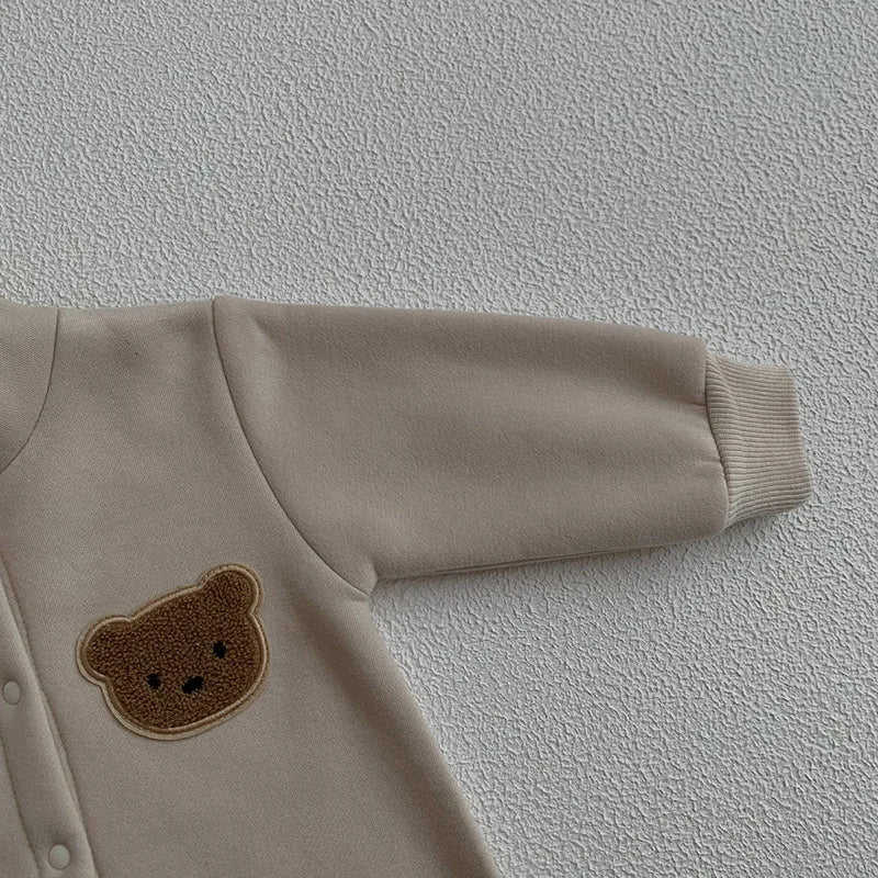 Soft baby bear hooded jumpsuit